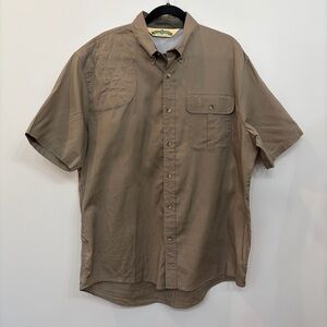 Bob Allen Shooting Shirt Button Down Short Sleeve Right Size XL Olive Green